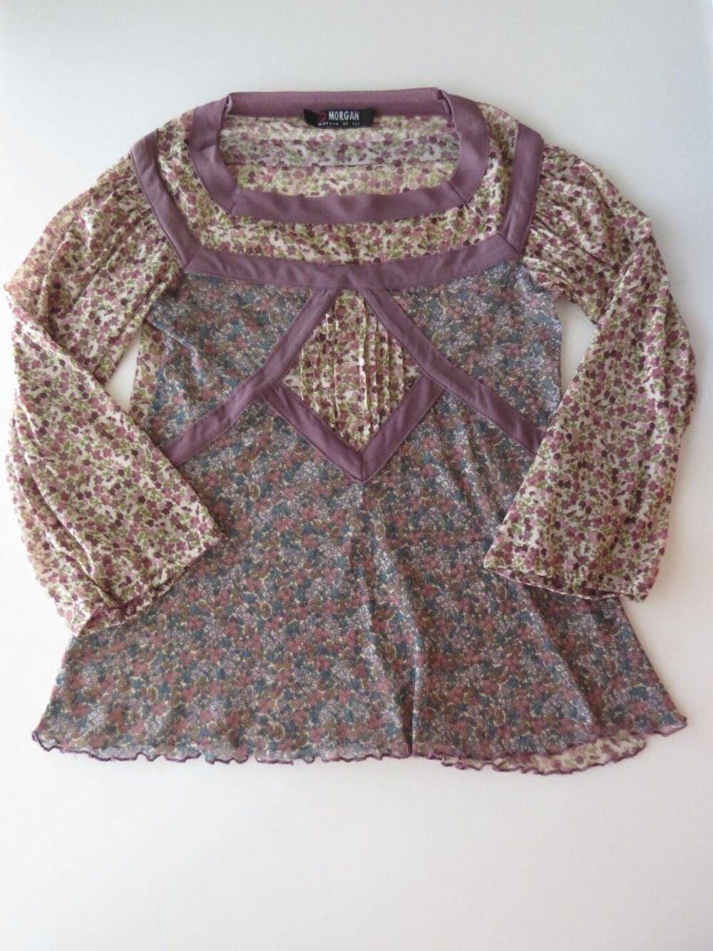 Vintage Morgan De Toi Mixed Ditsy Floral Print Top, Balloon Sleeves, French Labe